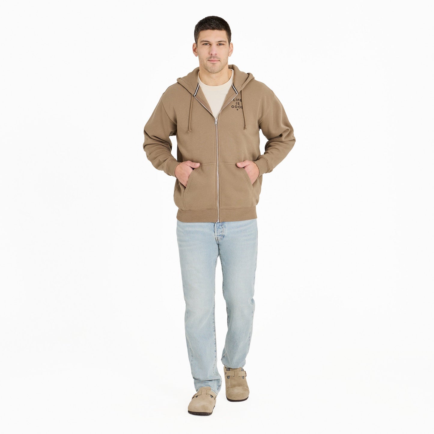 Men's Crafty LIG Stacked Good Vibes Fleece Zip Hoodie