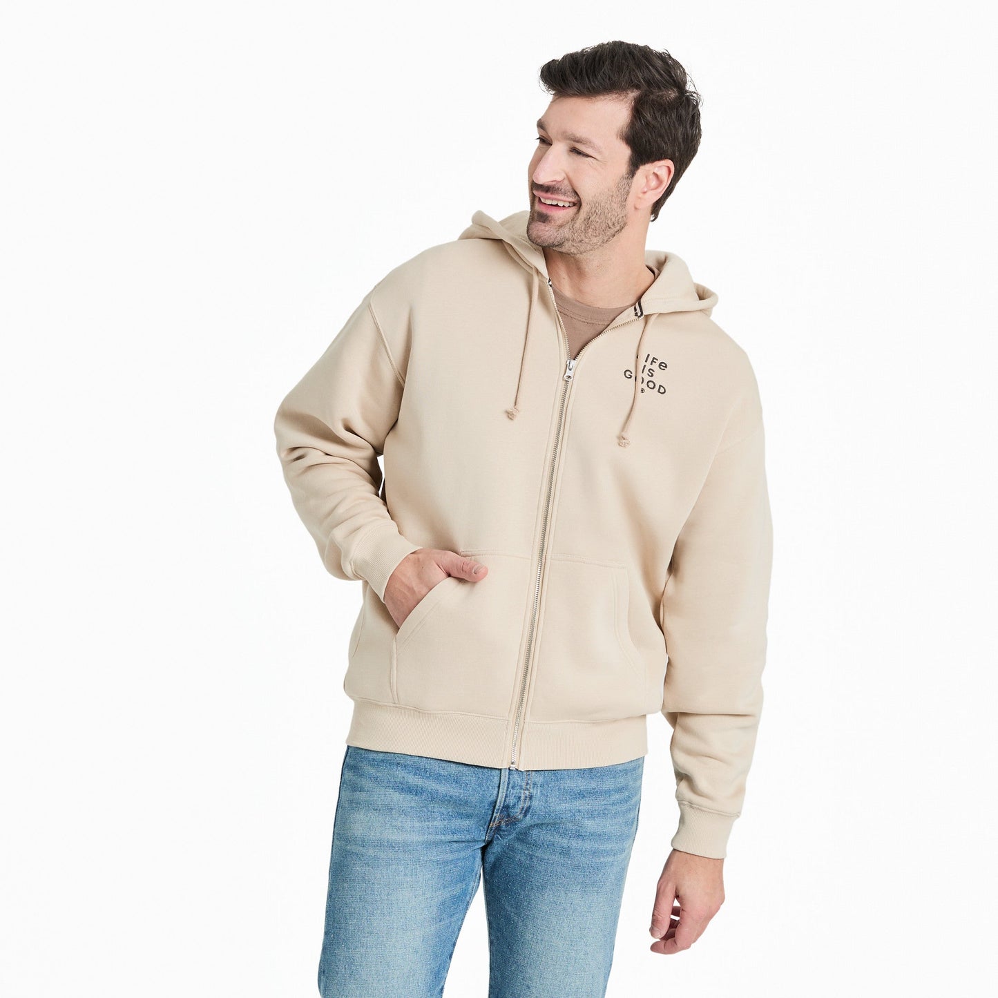Men's Crafty LIG Stacked Good Vibes Fleece Zip Hoodie