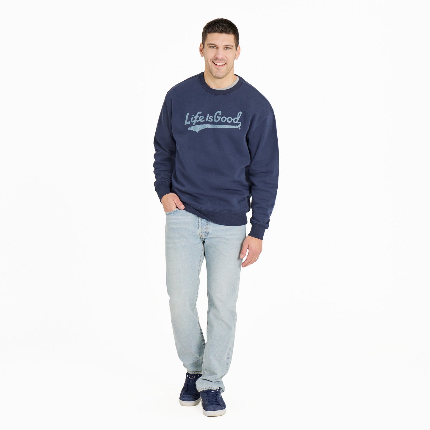 Men's Tonal LIG Ballyard Script Good Vibes Fleece Crew