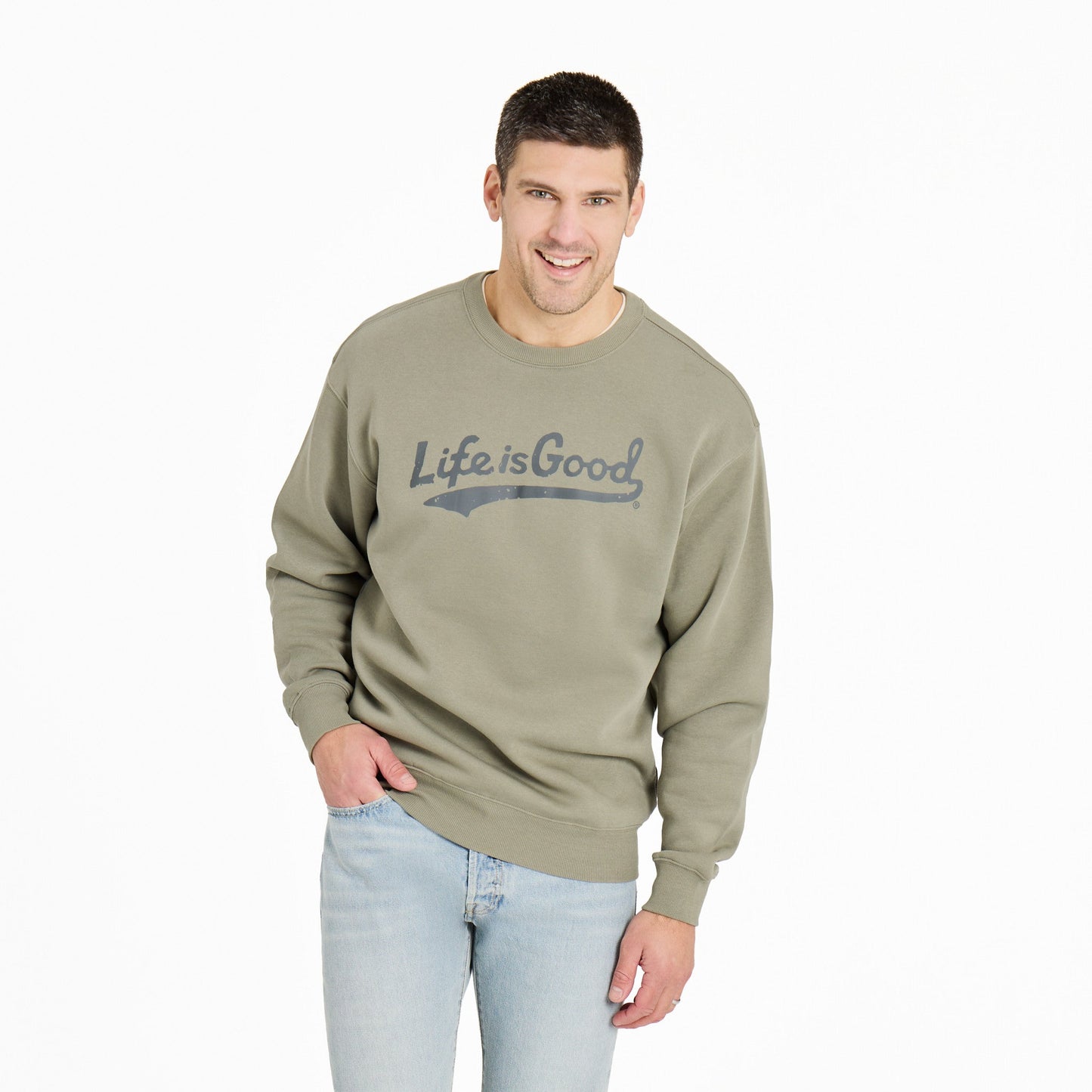 Men's Tonal LIG Ballyard Script Good Vibes Fleece Crew