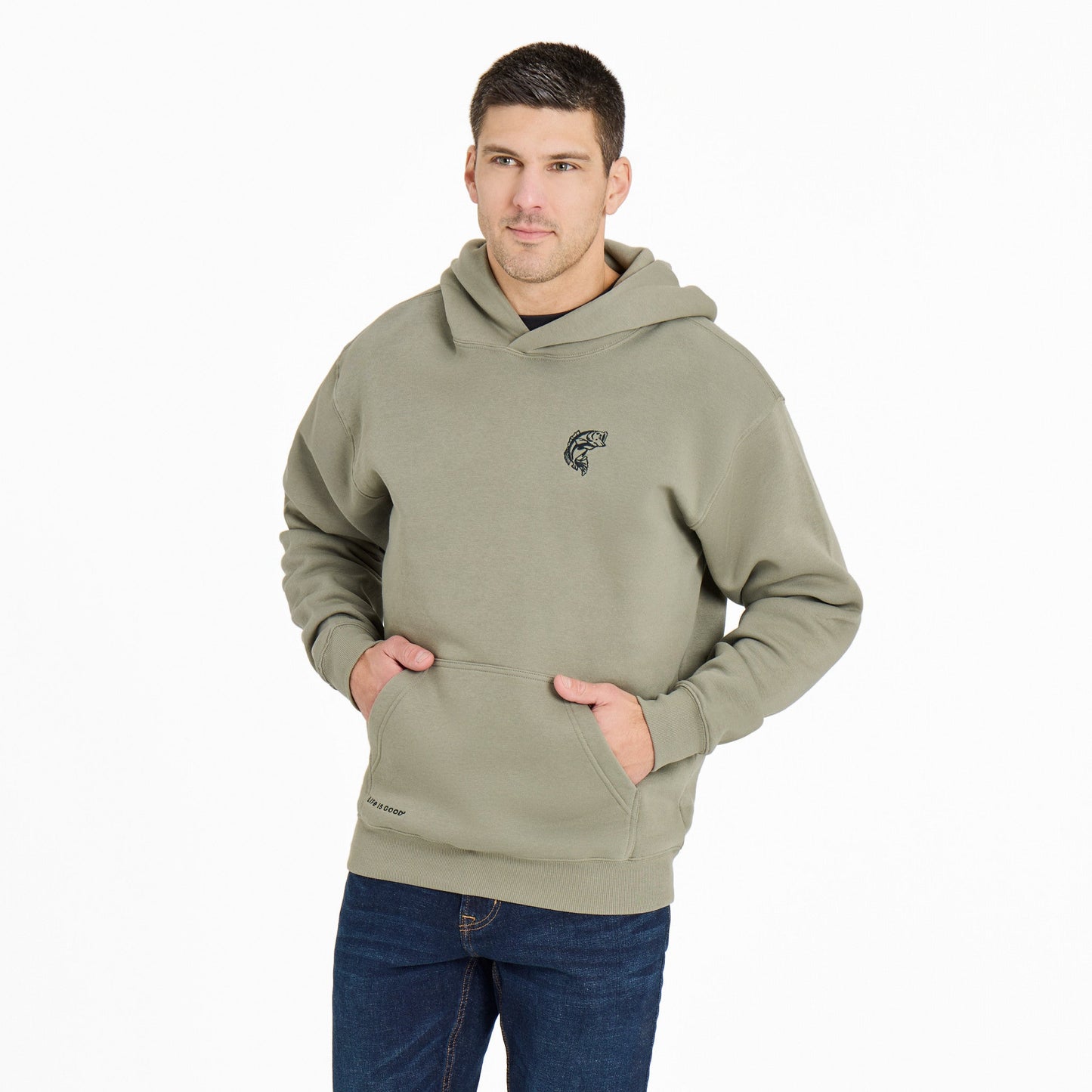 Men's Simple Fish Good Vibes Fleece Hoodie