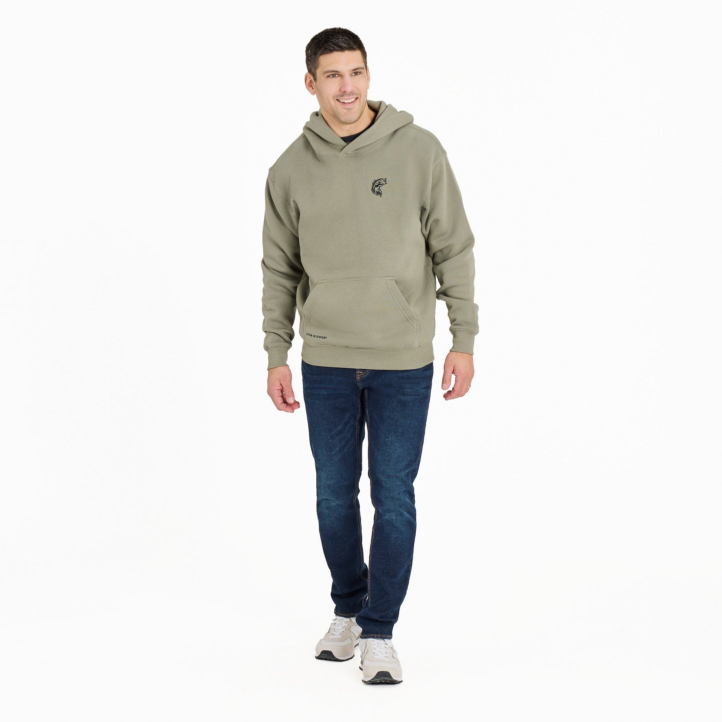 Men's Simple Fish Good Vibes Fleece Hoodie