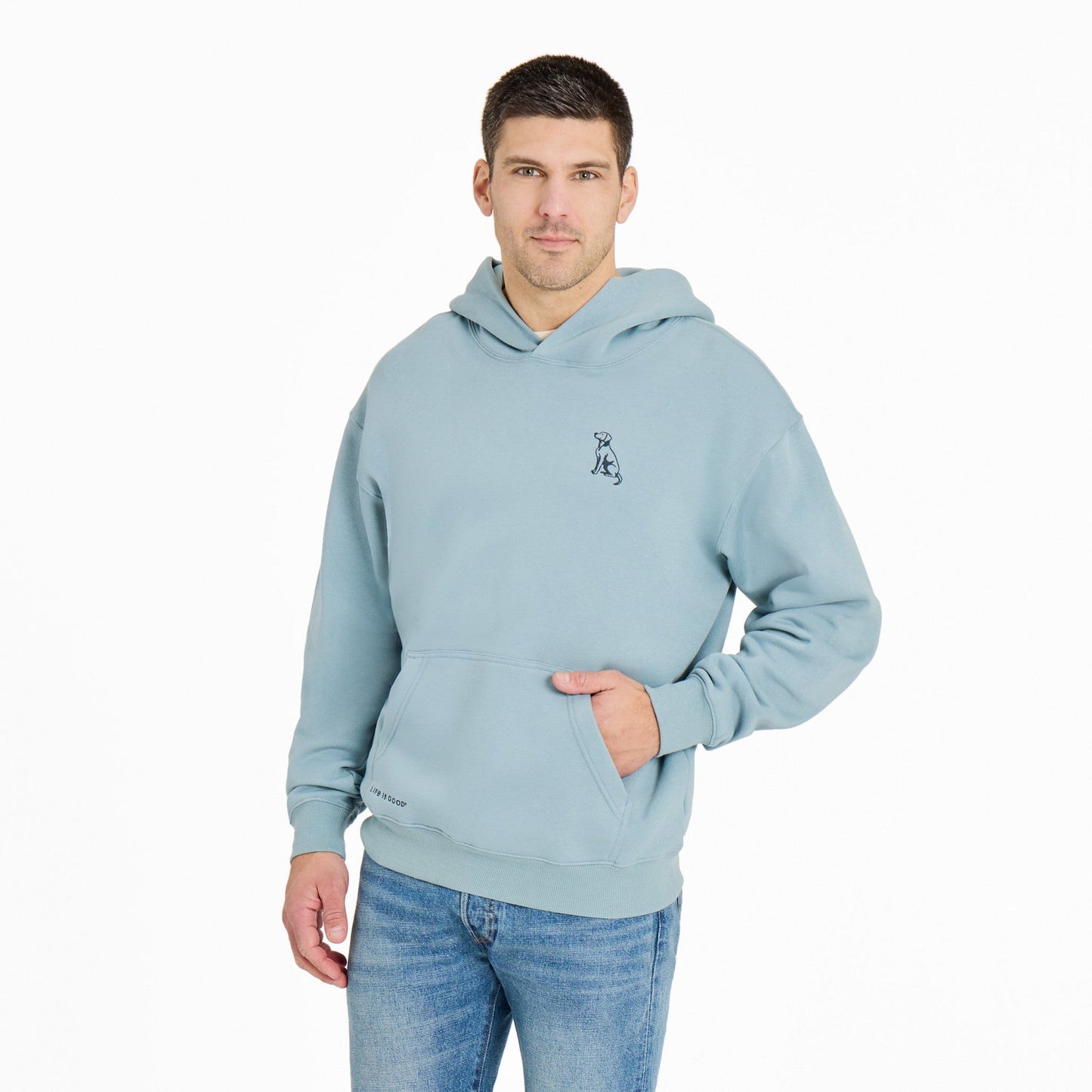 Men's Simple Dog Good Vibes Fleece Hoodie