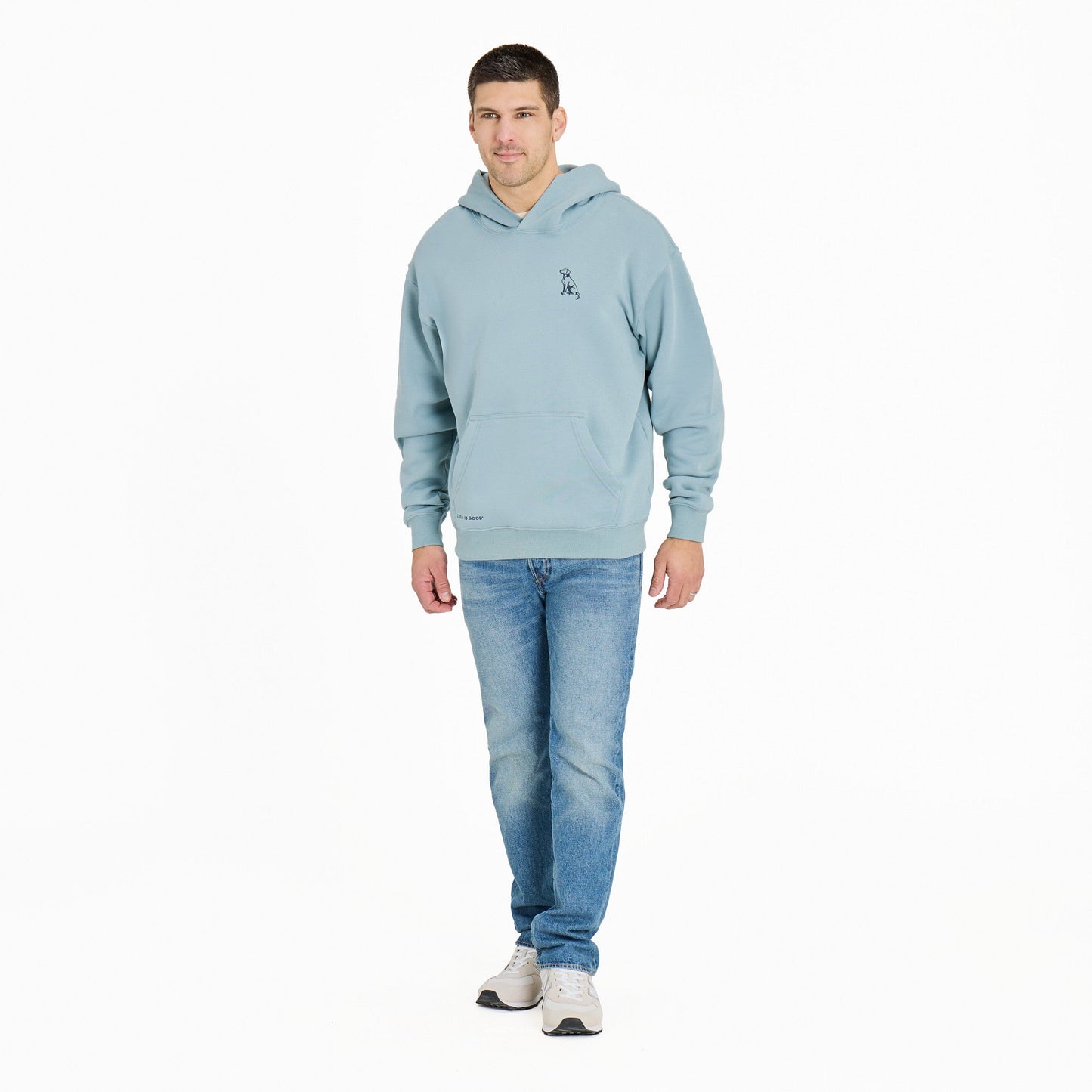 Men's Simple Dog Good Vibes Fleece Hoodie