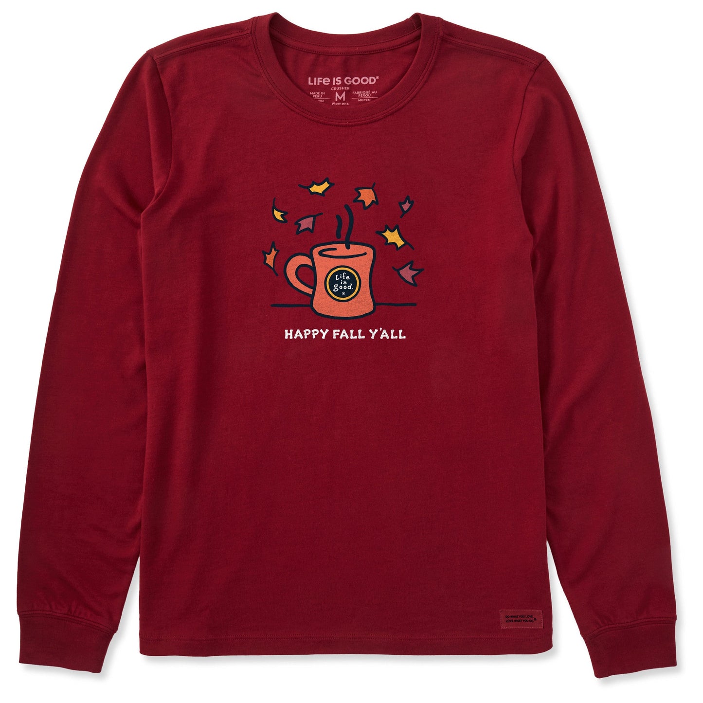 Women's Happy Fall Y'all Mug Long Sleeve Crusher Tee