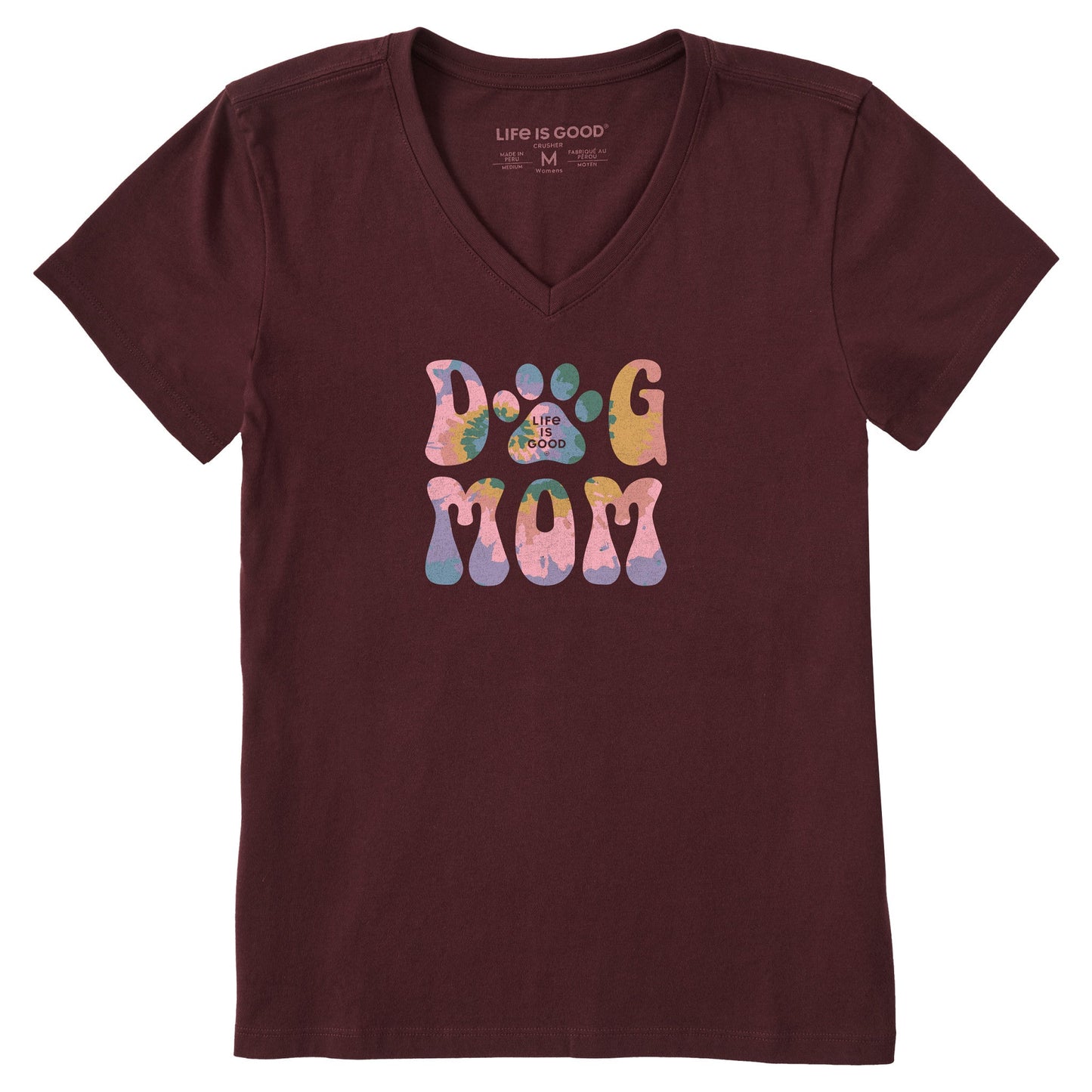 Women's Tie Dye Dog Mom Short Sleeve Vee