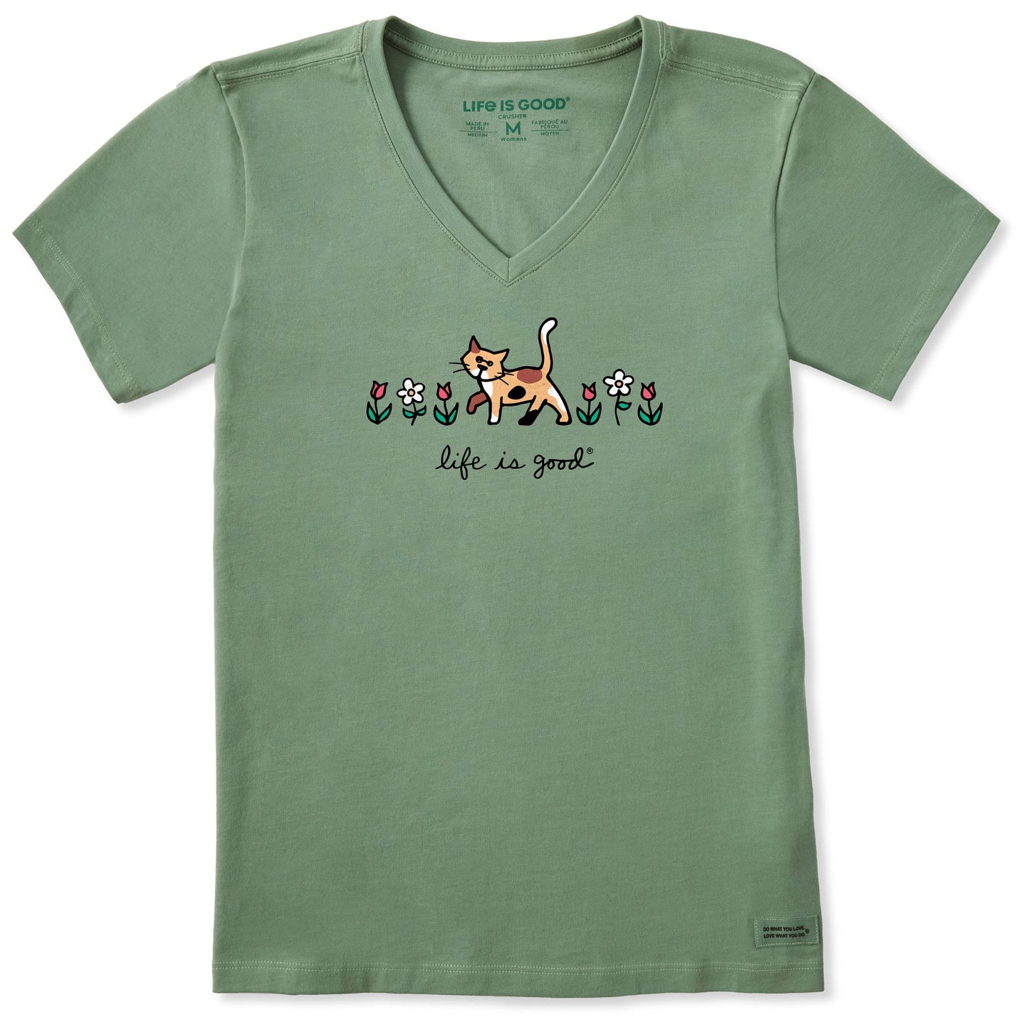 Women's Al with Flowers Short Sleeve Crusher Vee