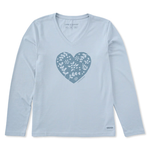 Women's Woodcut Heart Long Sleeve Crusher Vee