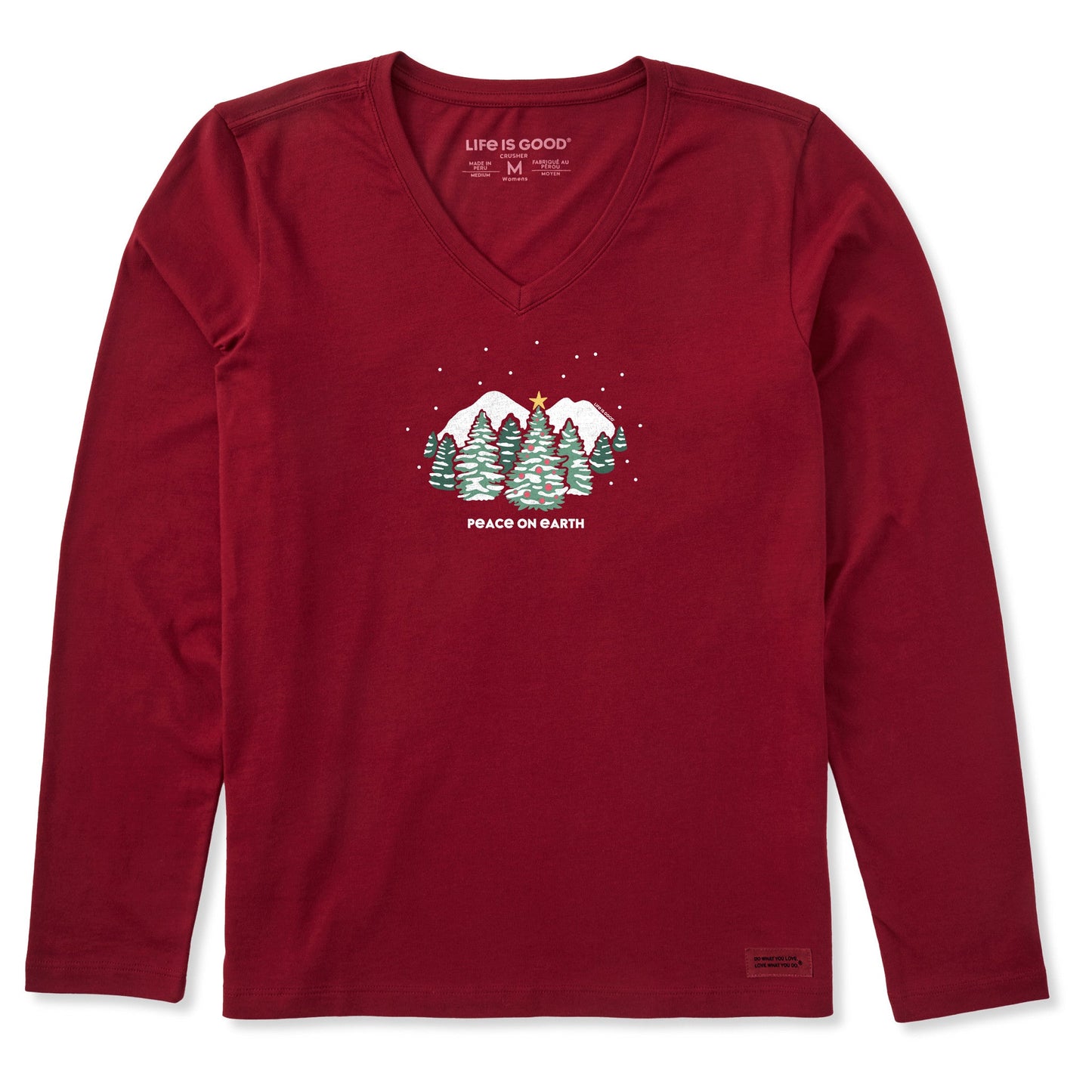 Women's Snowy Xmas Long Sleeve Crusher Vee