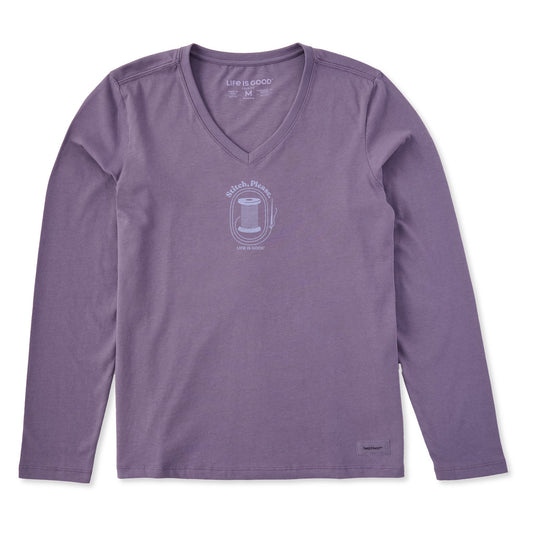 Women's Stitch, Please Long Sleeve Crusher Vee
