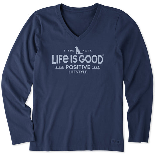 Women's Positive Lifestyle Dog Long Sleeve Crusher Vee