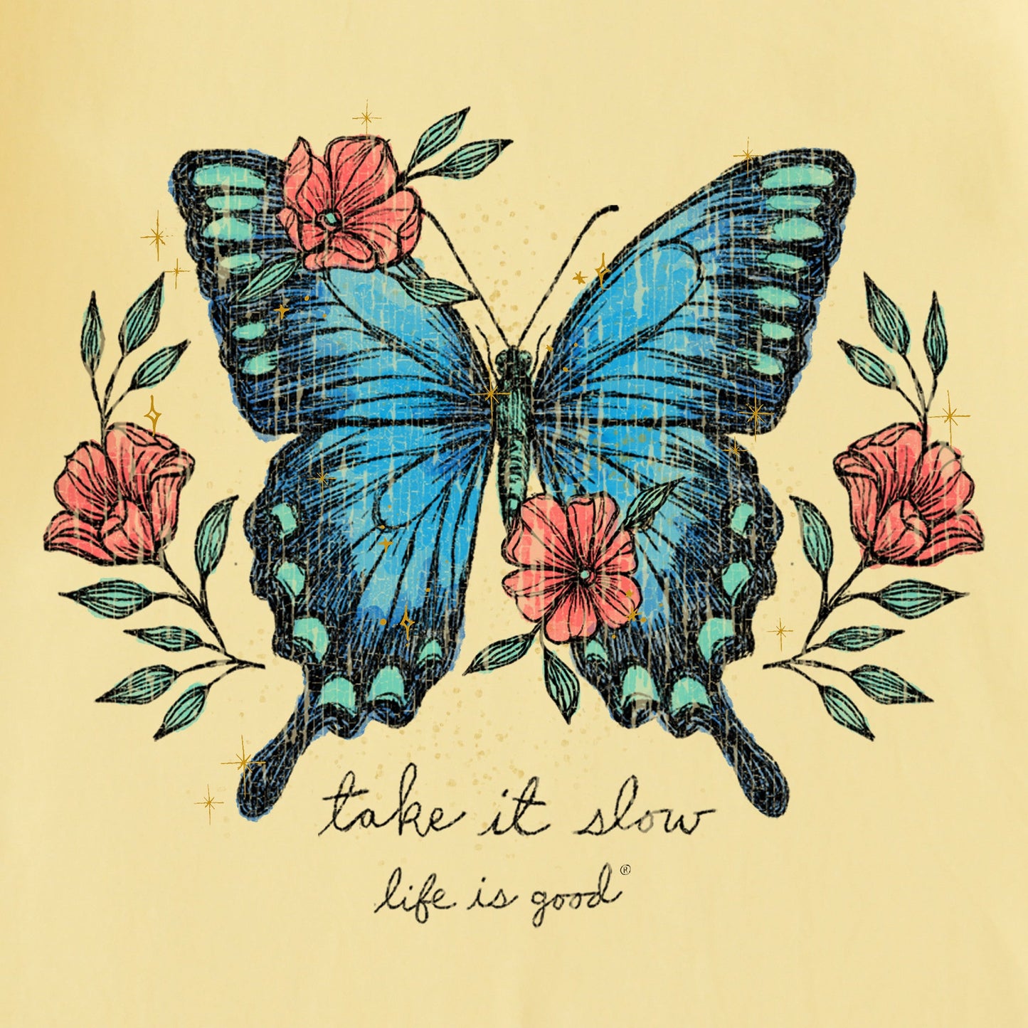 Women's Butterfly Take it Slow Short Sleeve Vee