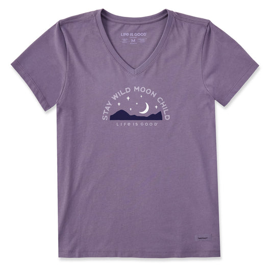 Women's Stay Wild Moon Child Landscape Short Sleeve Crusher-LITE Vee
