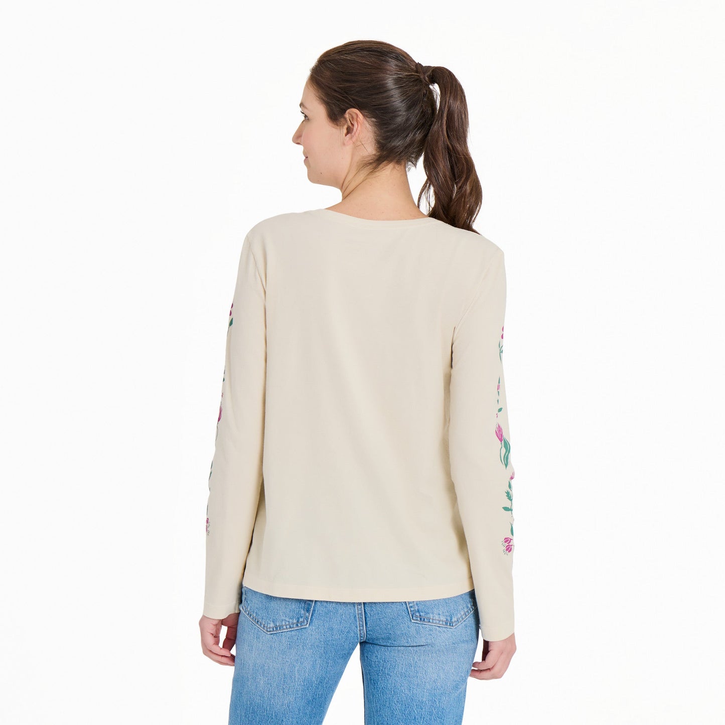 Women's Woodblock Florals Long Sleeve Crusher-LITE Vee