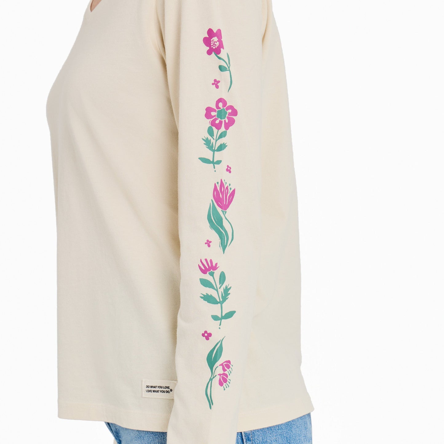 Women's Woodblock Florals Long Sleeve Crusher-LITE Vee