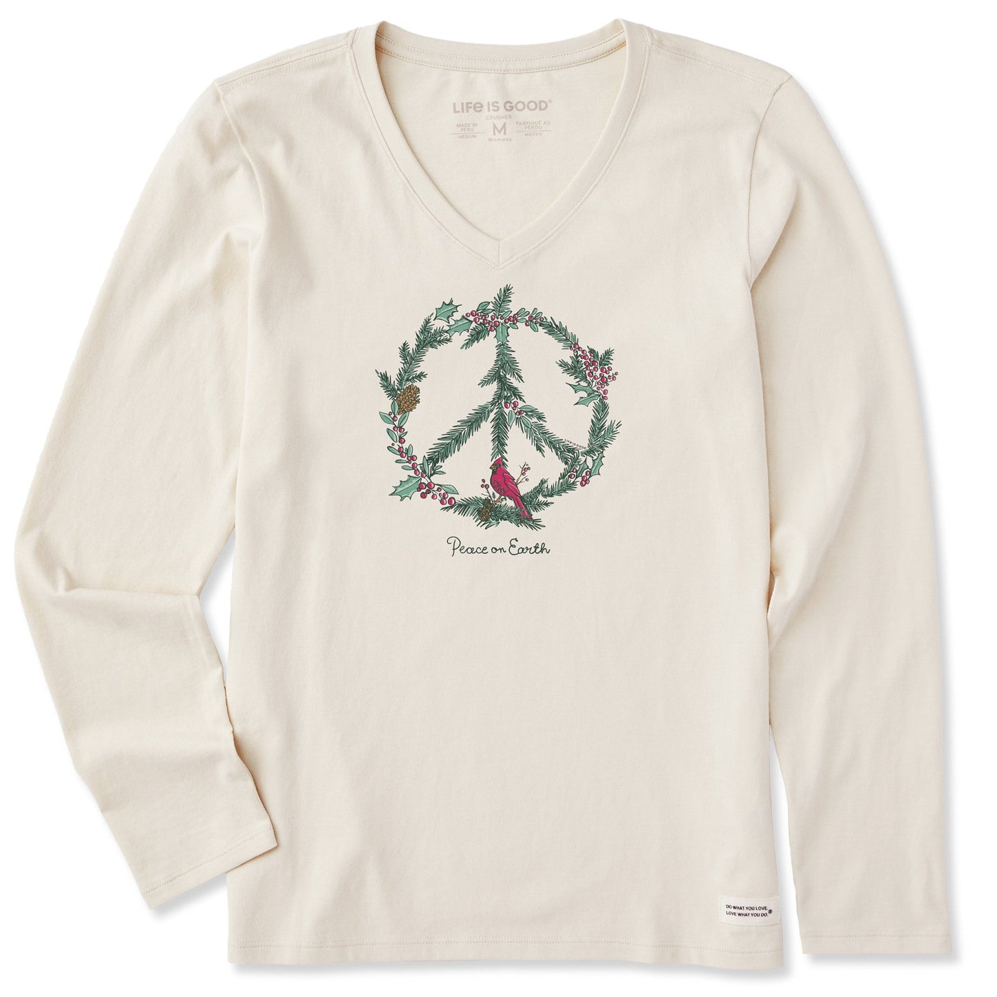 Women's Winter Pines Peace on Earth Long Sleeve Crusher-LITE Vee