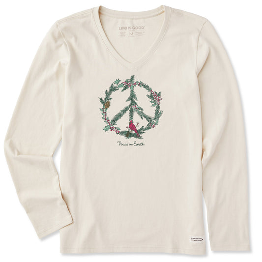 Women's Winter Pines Peace on Earth Long Sleeve Crusher-LITE Vee