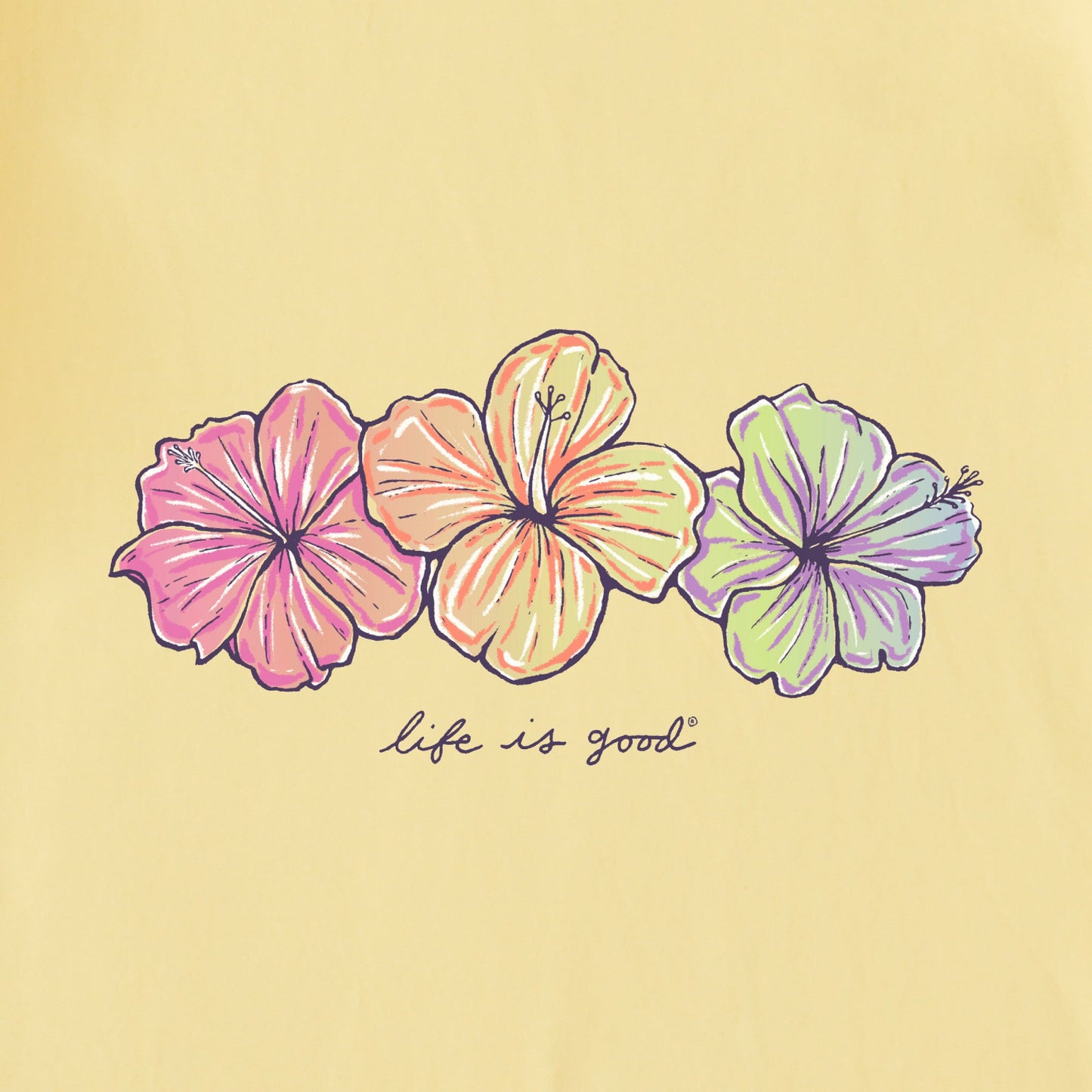 Women's 3 Hibiscuses Long Sleeve Crusher-LITE Hooded Tee