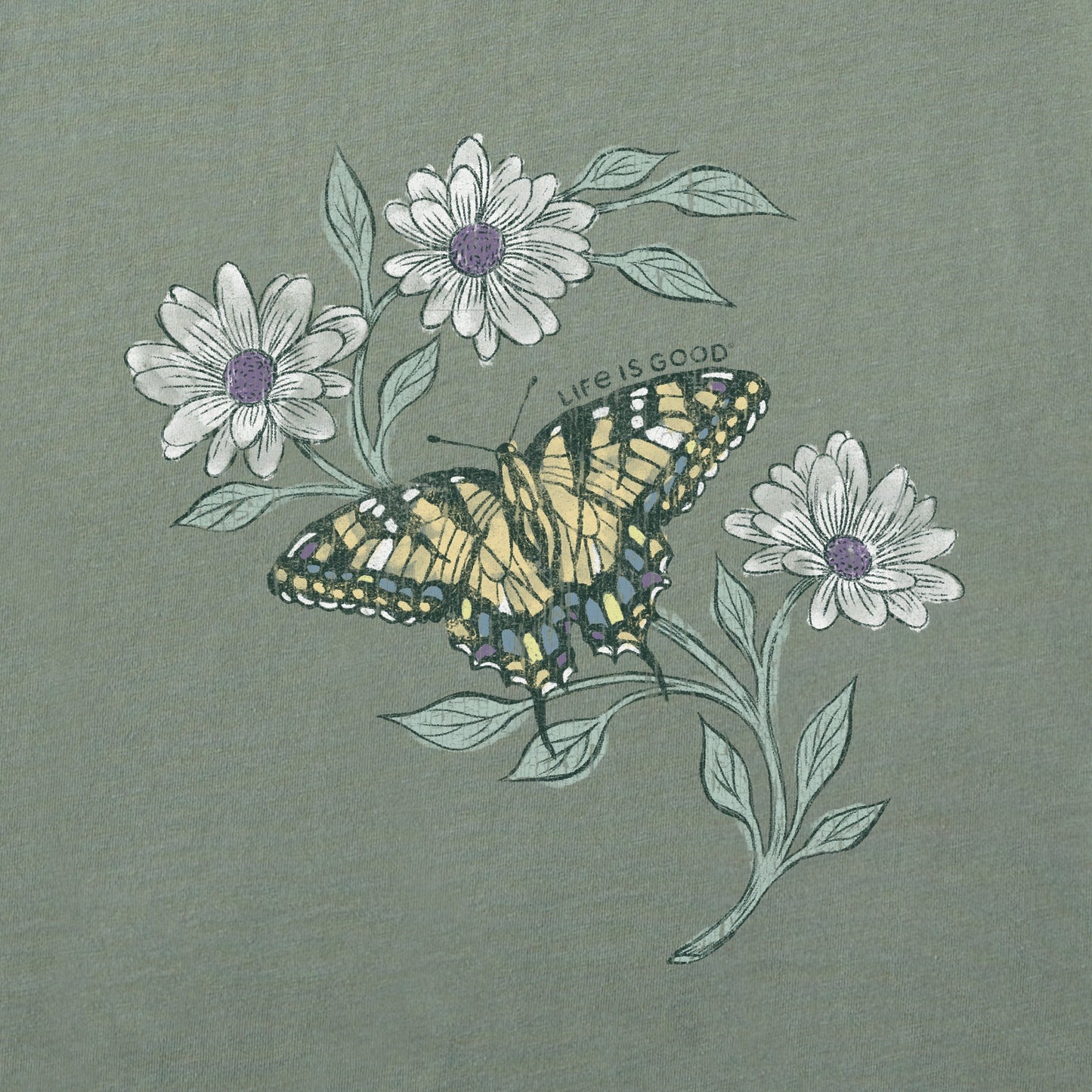 Women's Tiger Butterfly & Daisies Long Sleeve Crusher-LITE Hooded Tee