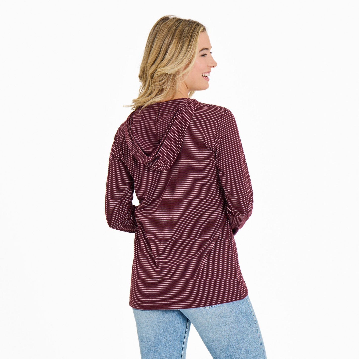 Women's Dog Walking Long Sleeve Striped Crusher-LITE Hooded Tee