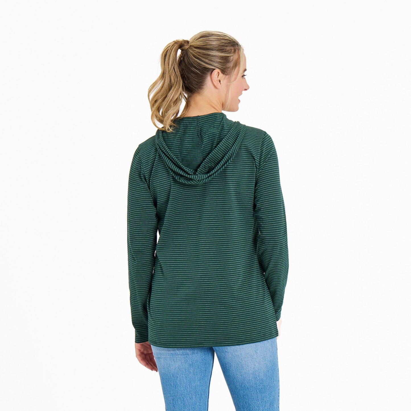 Women's Crafty Wildflowers Long Sleeve Striped Crusher-LITE Hooded Tee