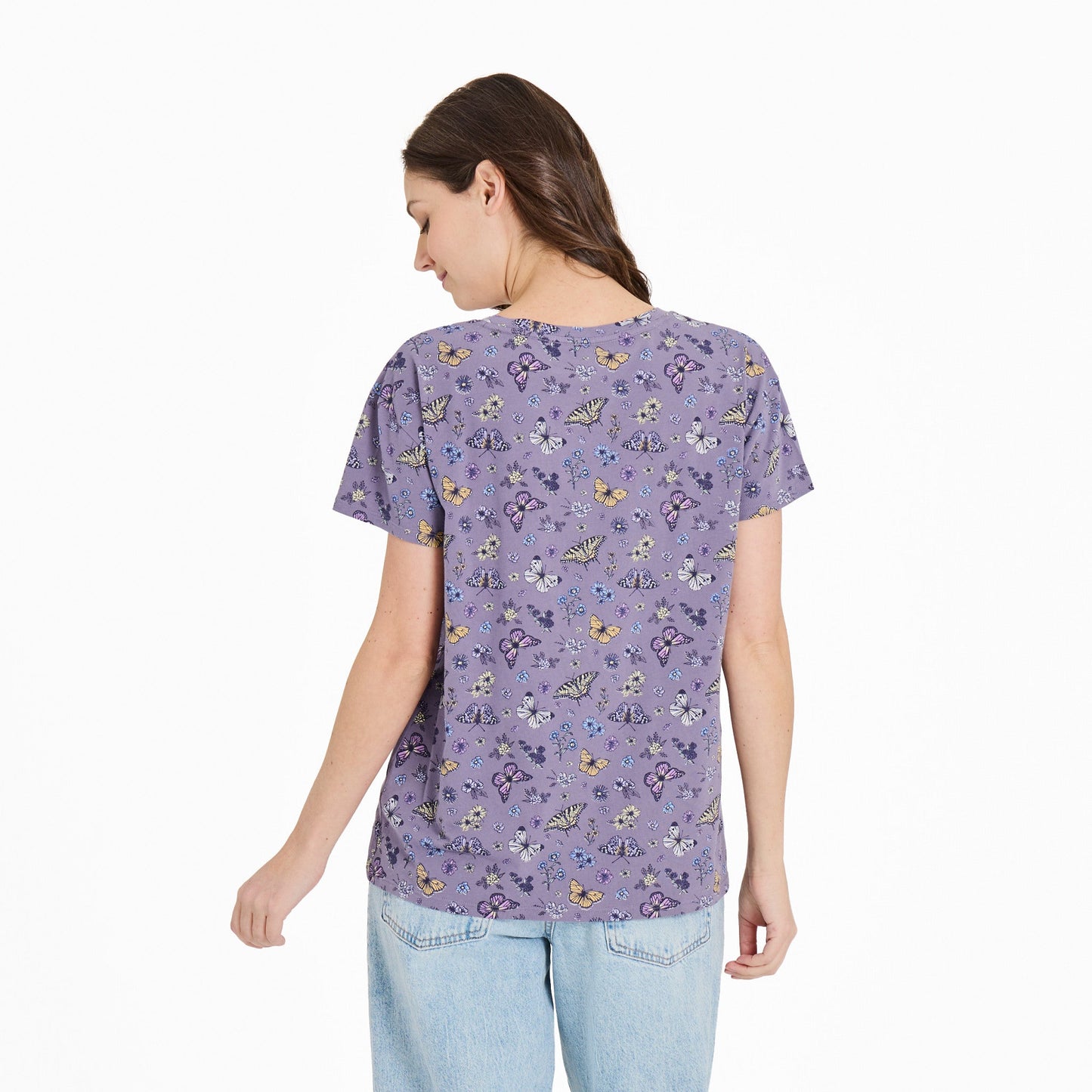 Women's Butterfly Garden Pattern Crusher-LITE Easy Vee