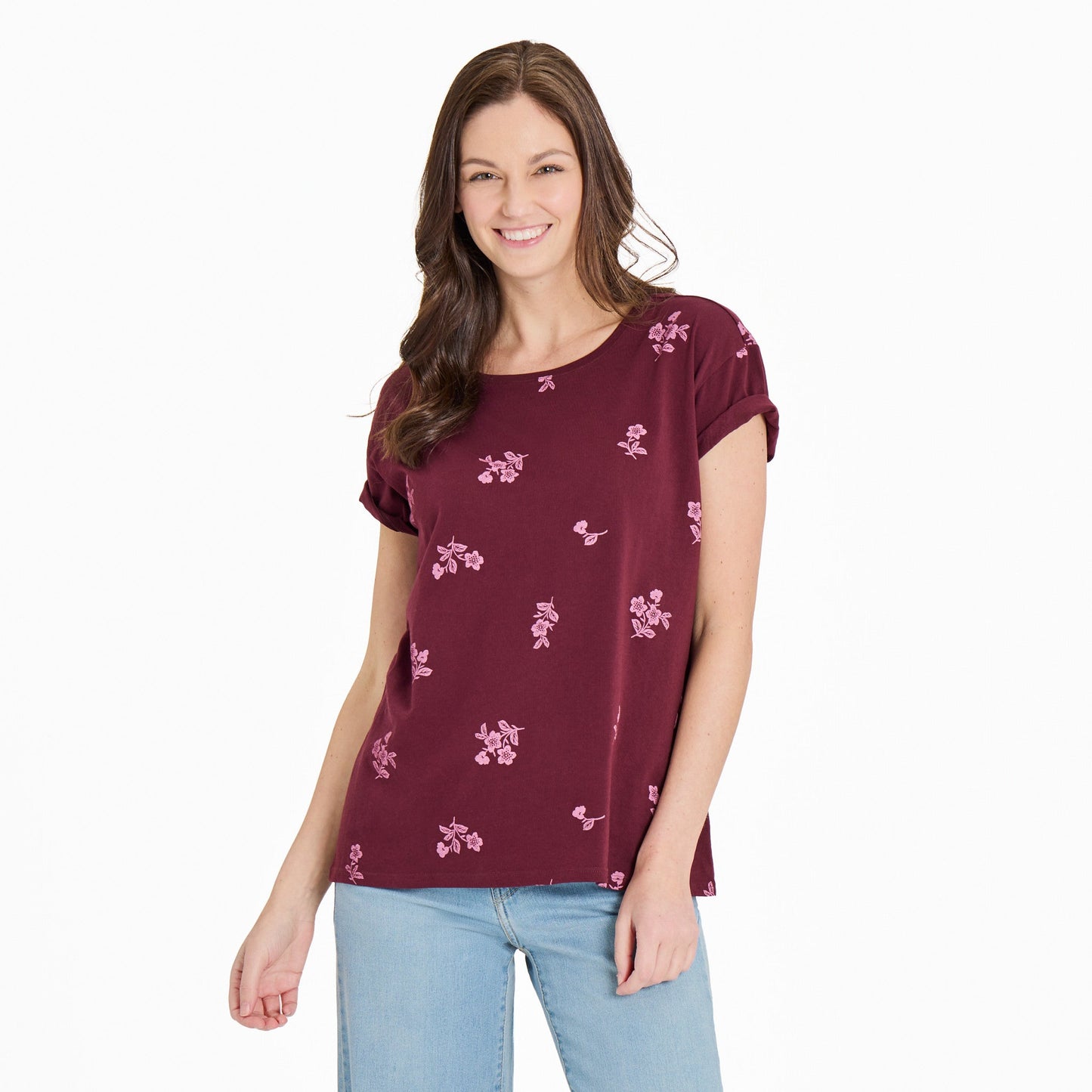 Women's Simple Blossom Pattern Crusher-LITE Easy Tee