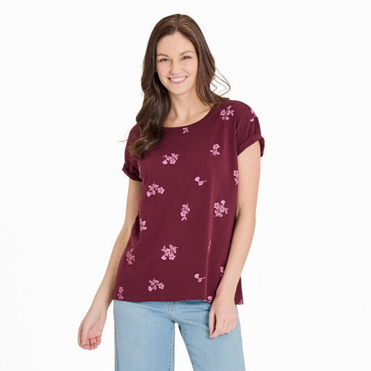 Women's Simple Blossom Pattern Crusher-LITE Easy Tee