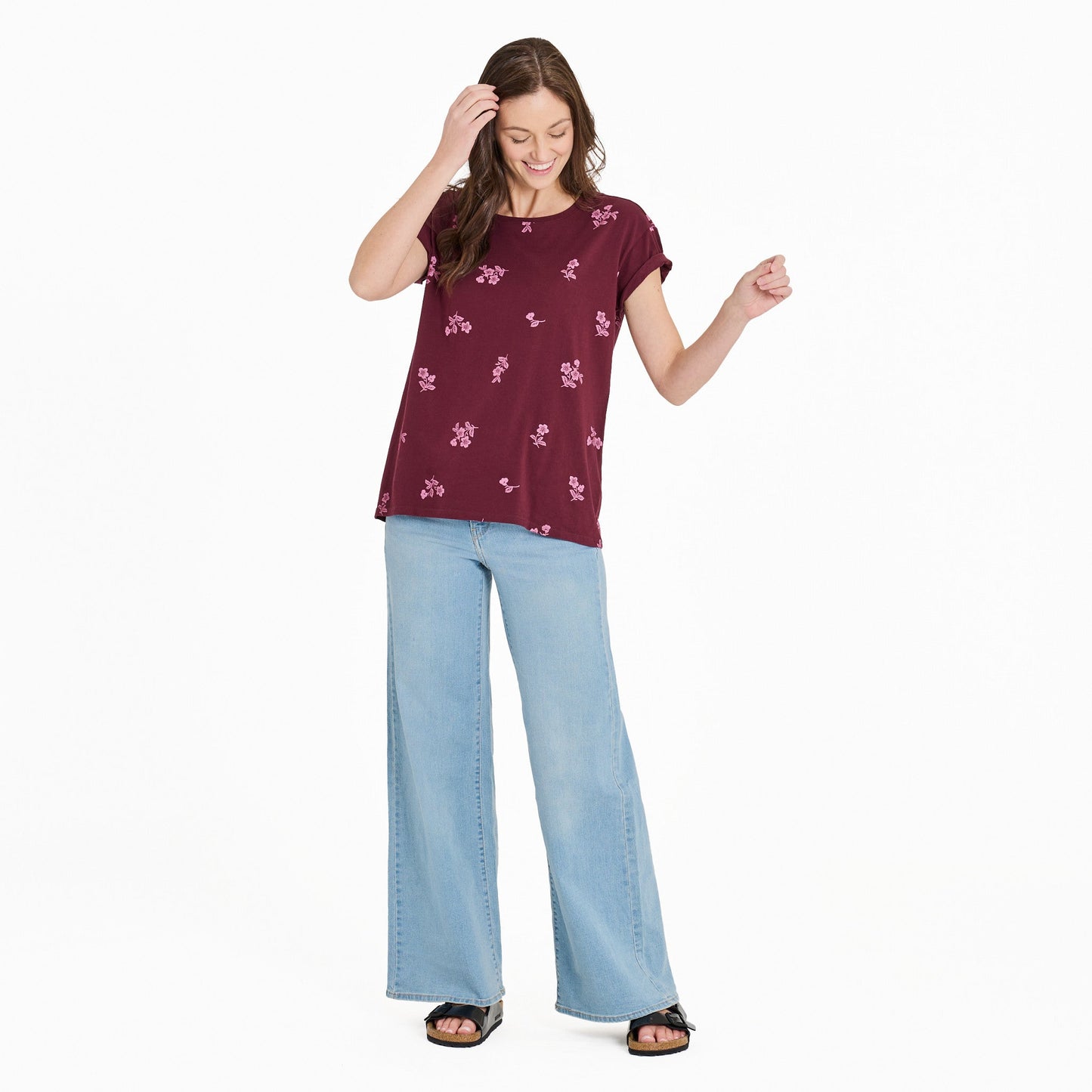 Women's Simple Blossom Pattern Crusher-LITE Easy Tee
