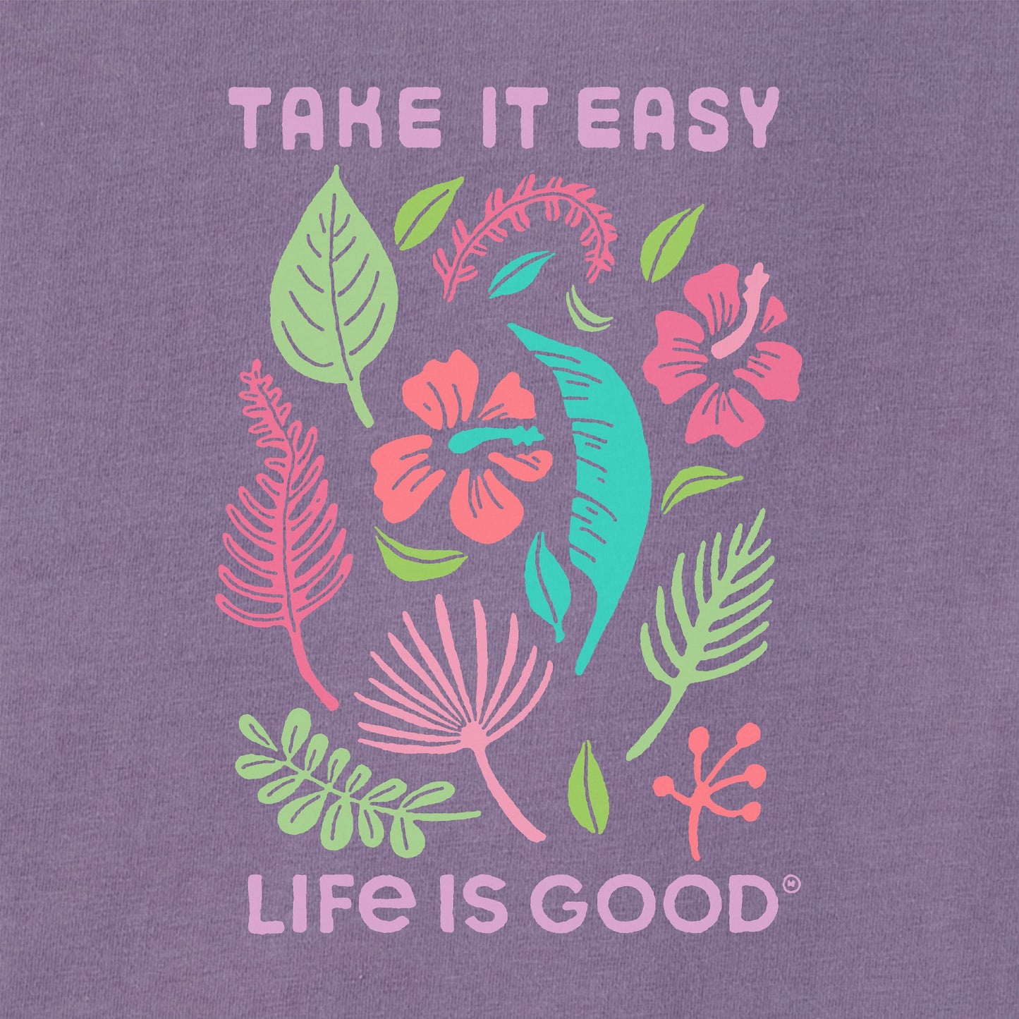 Women's Take it Easy Beach Flowers Short Sleeve Crusher Boxy Tee