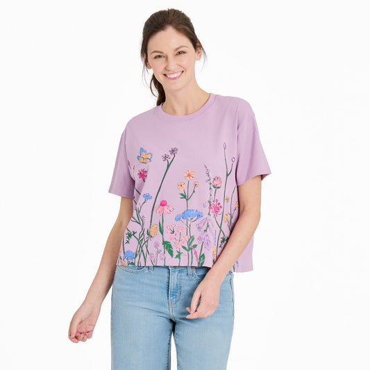 Women's Wildflower Garden Short Sleeve Crusher Boxy Tee