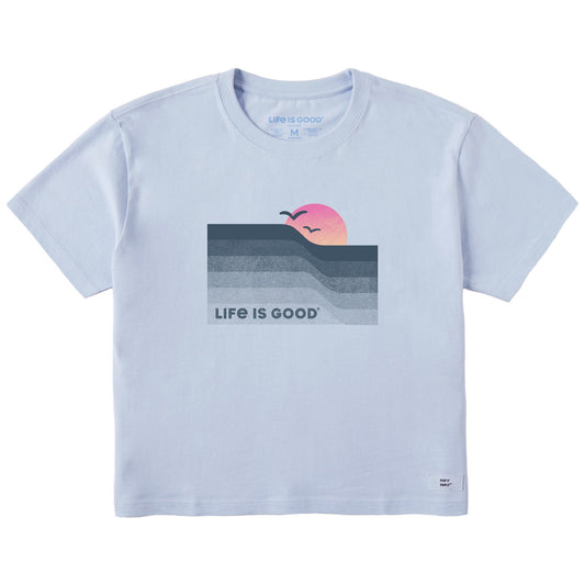 Women's Wavy Sunset Short Sleeve Crusher Boxy Tee