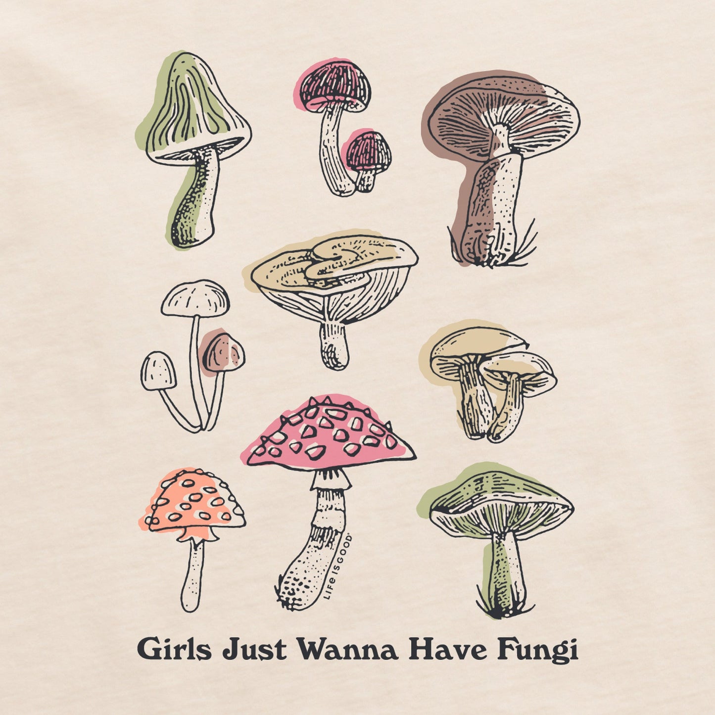 Women's Girls Just Wanna Have Fungi Short Sleeve Crusher Boxy Tee