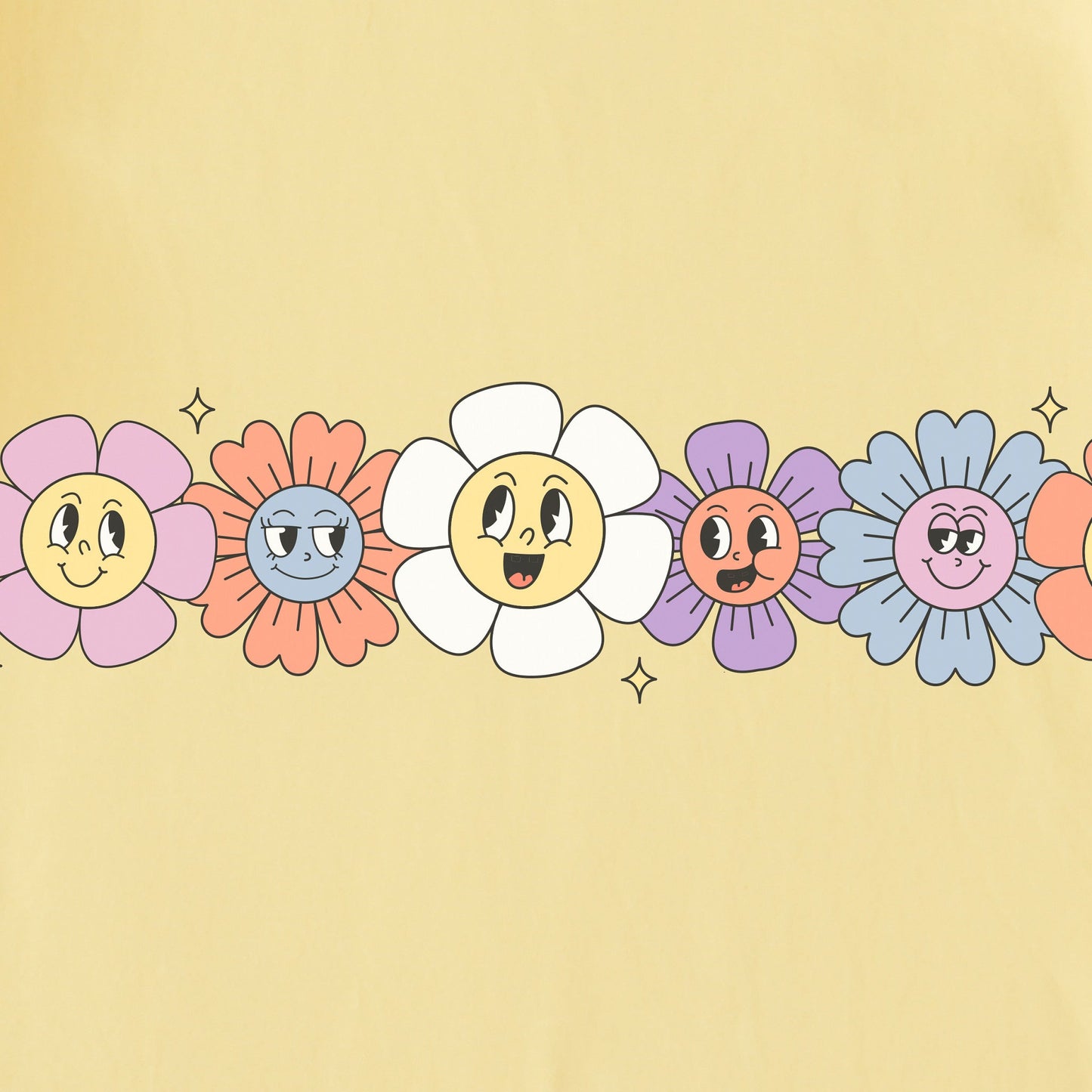 Women's Happy Go Lucky Flowers Long Sleeve Crusher Boxy Tee