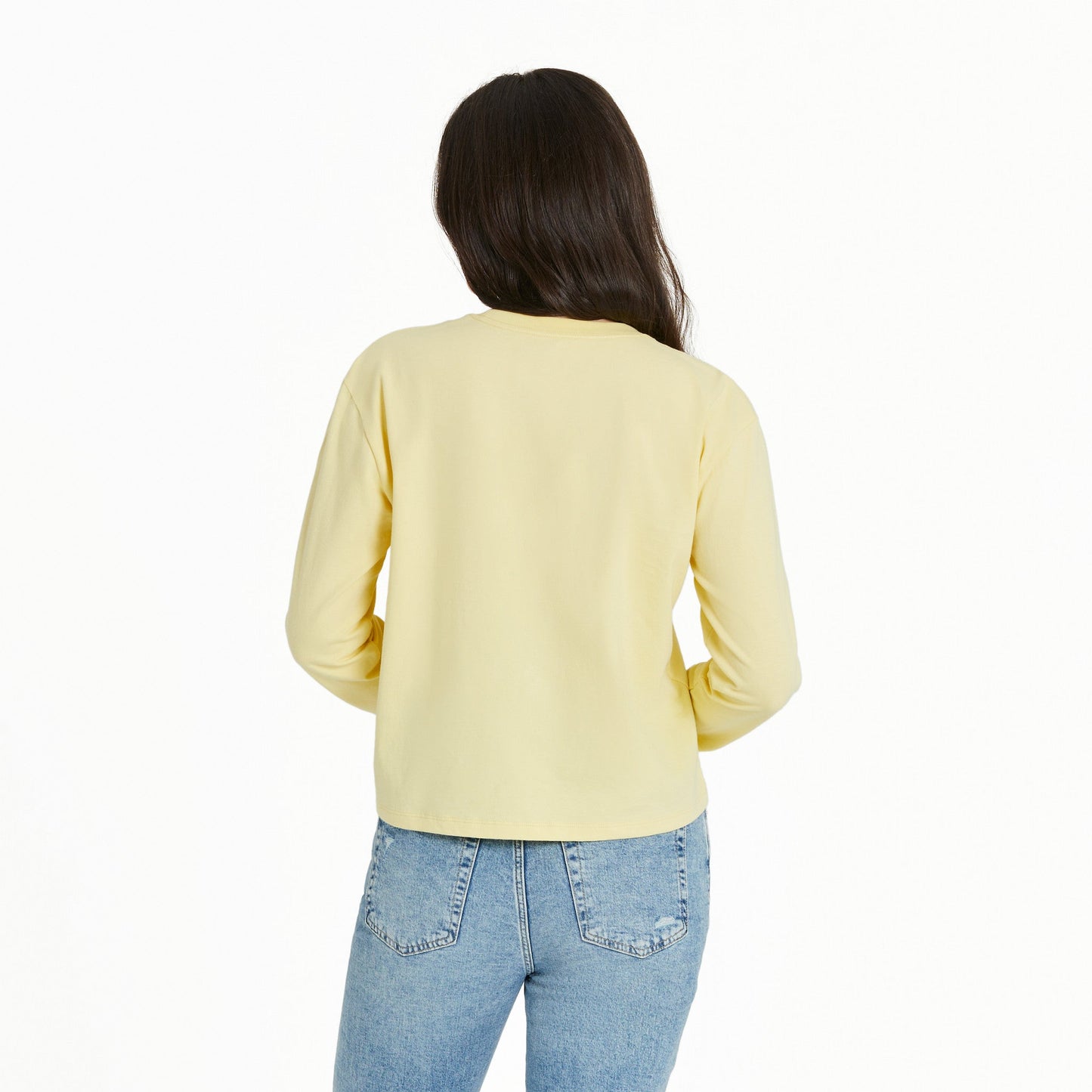 Women's Happy Go Lucky Flowers Long Sleeve Crusher Boxy Tee