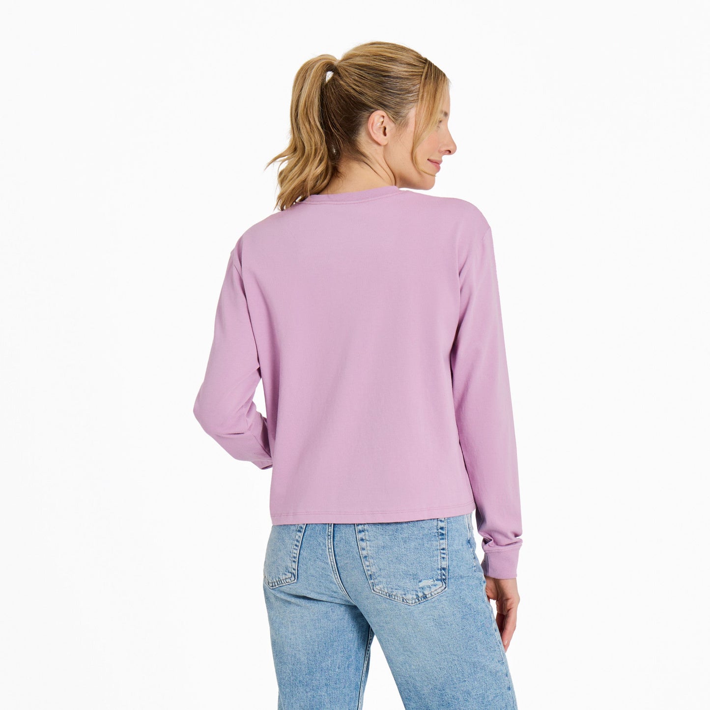 Women's Sunset Seagull Landscape Long Sleeve Crusher Boxy Tee