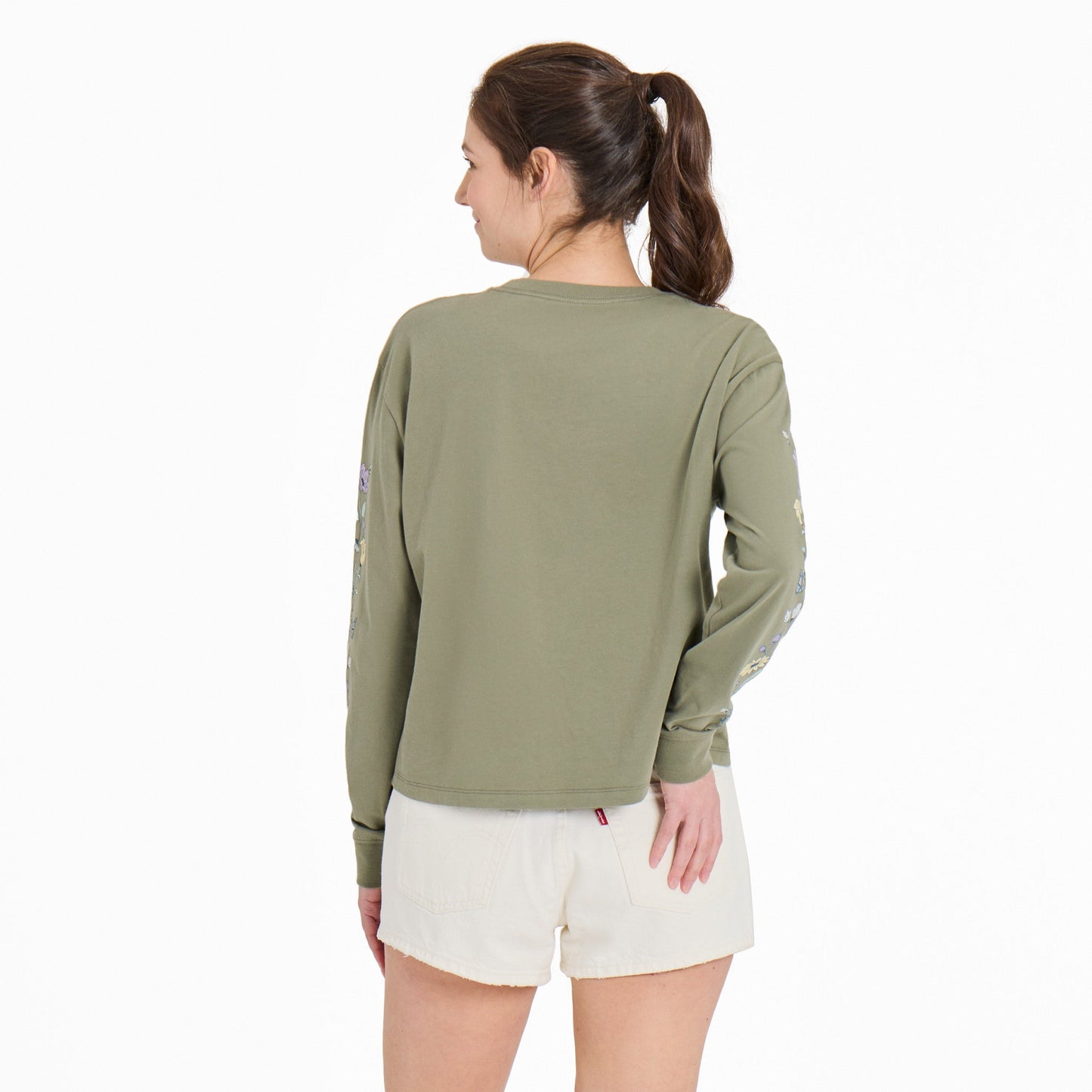 Women's Wildflowers and Bees Long Sleeve Crusher Boxy Tee