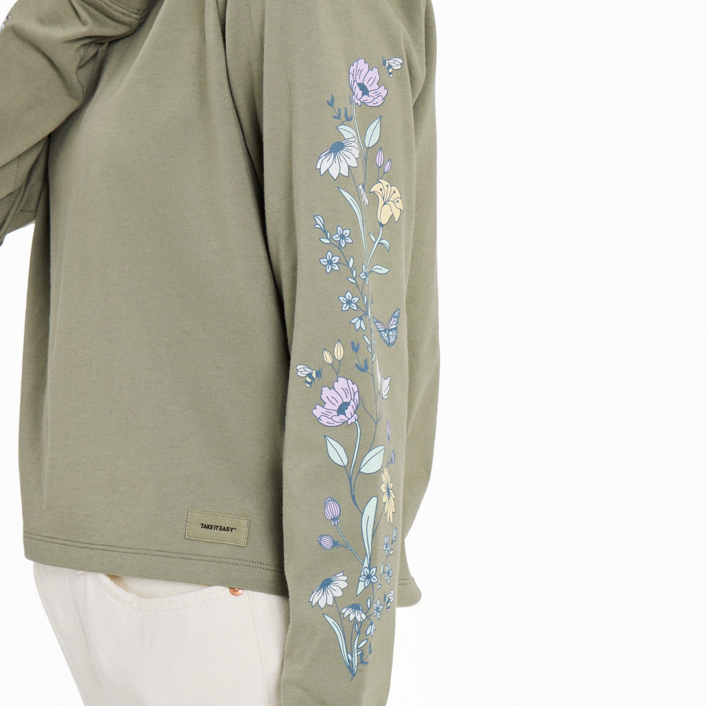 Women's Wildflowers and Bees Long Sleeve Crusher Boxy Tee