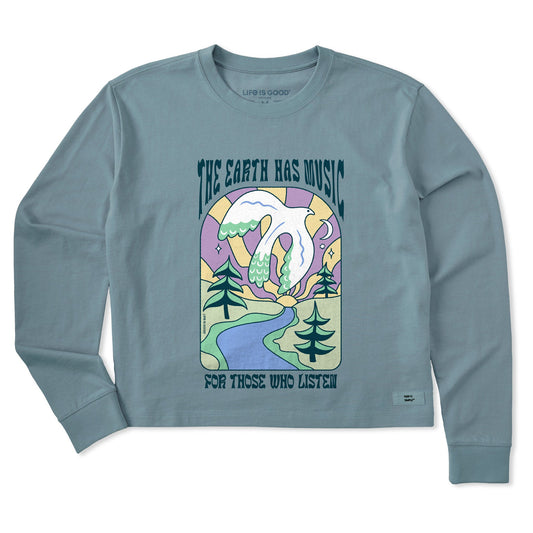 Women's Dove Earth Has Music Long Sleeve Crusher Boxy Tee