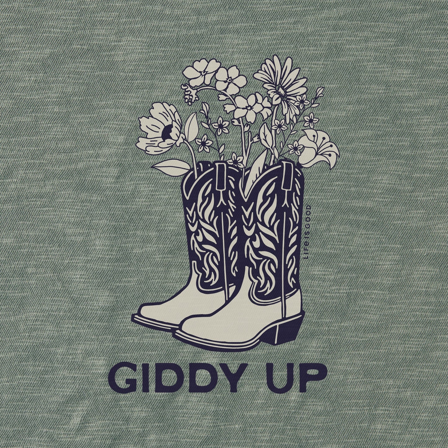 Women's Giddy Up Flower Boots Slub Easy Fit Tee
