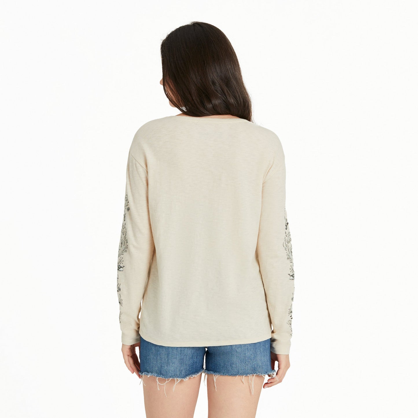 Women's Mushroom Garden Long Sleeve Slub Easy Fit Tee