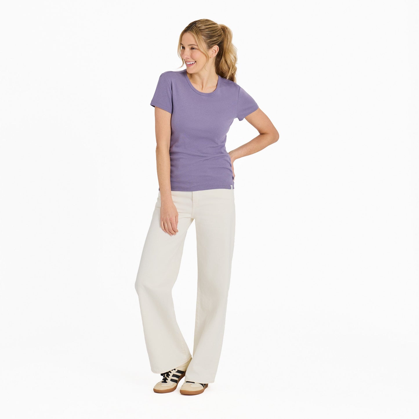 Women's Solid Modal Ribbed Tee