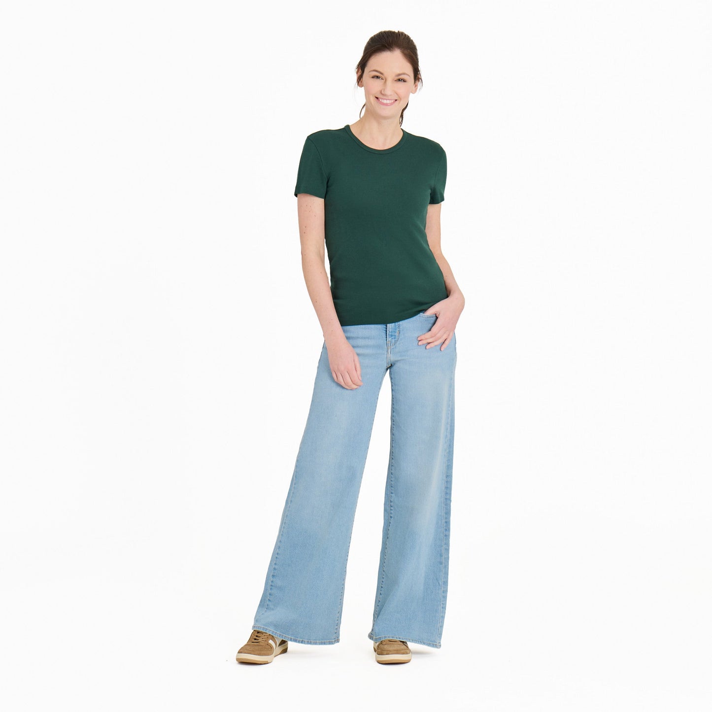 Women's Solid Modal Ribbed Tee