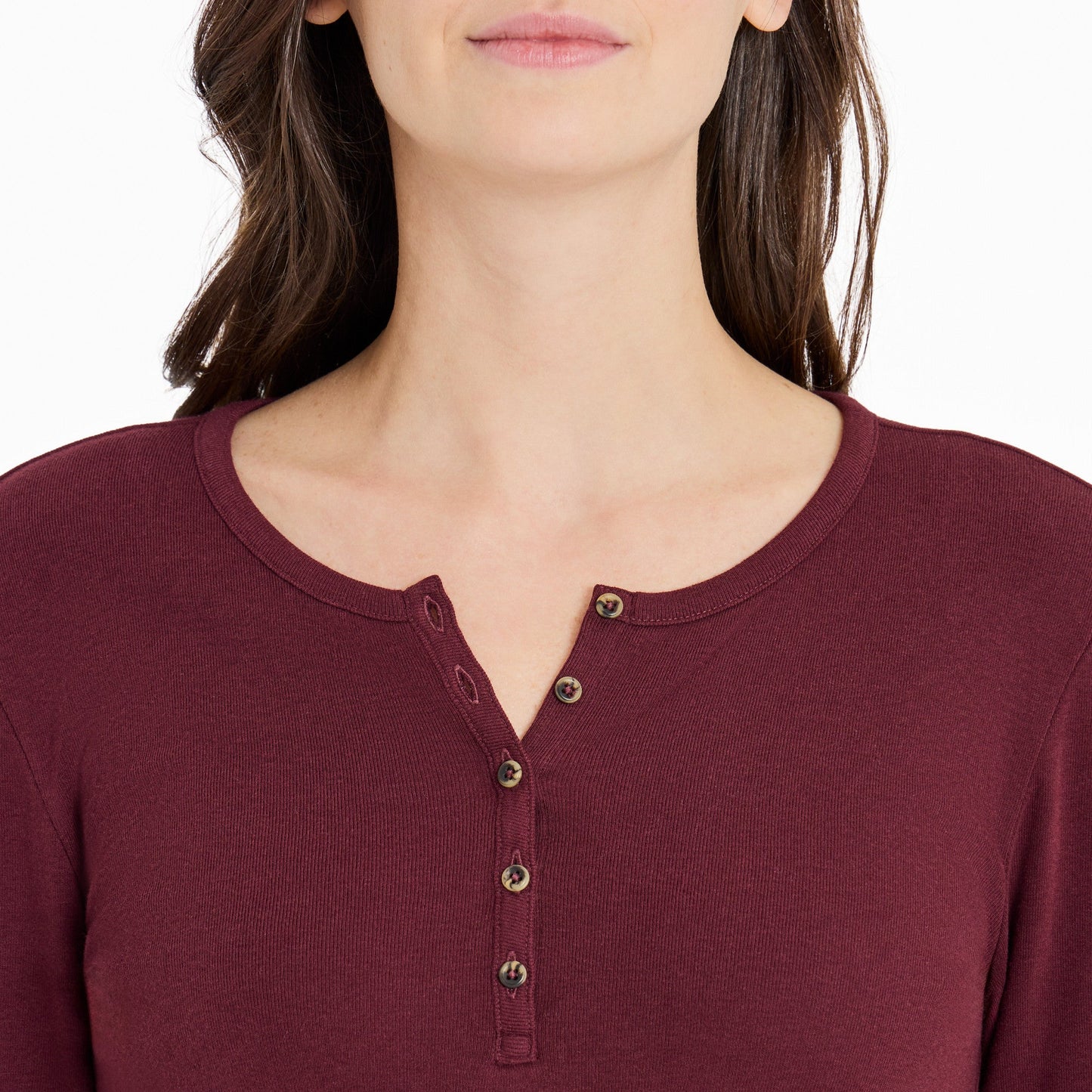 Women's Solid Modal Ribbed Henley