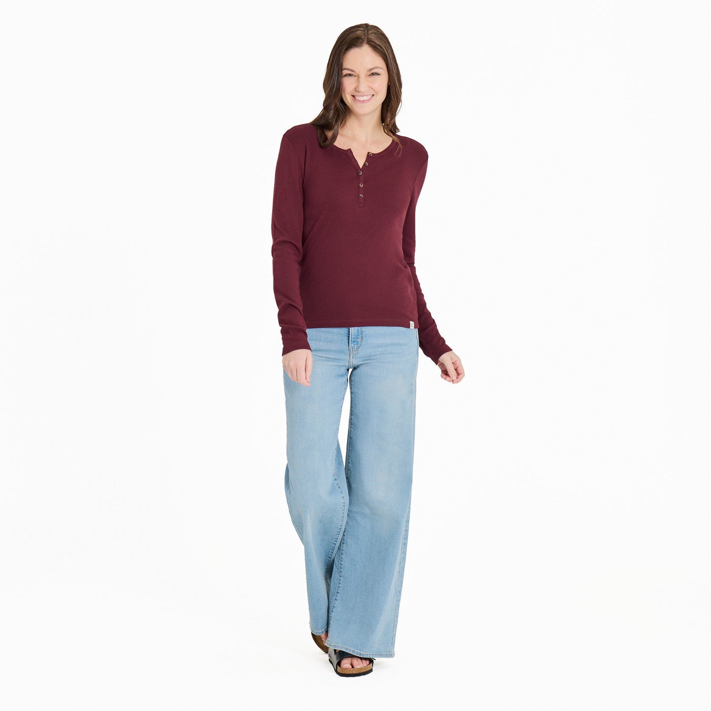 Women's Solid Modal Ribbed Henley