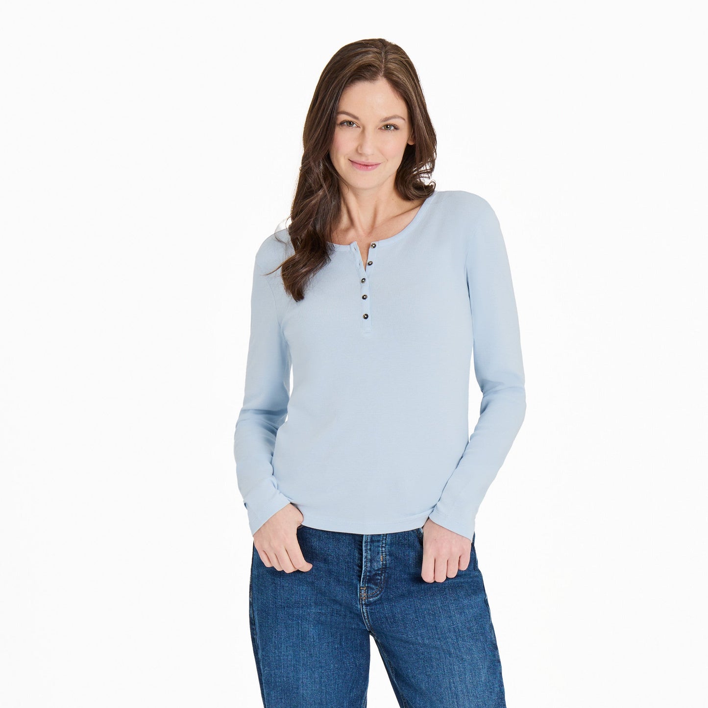 Women's Solid Modal Ribbed Henley