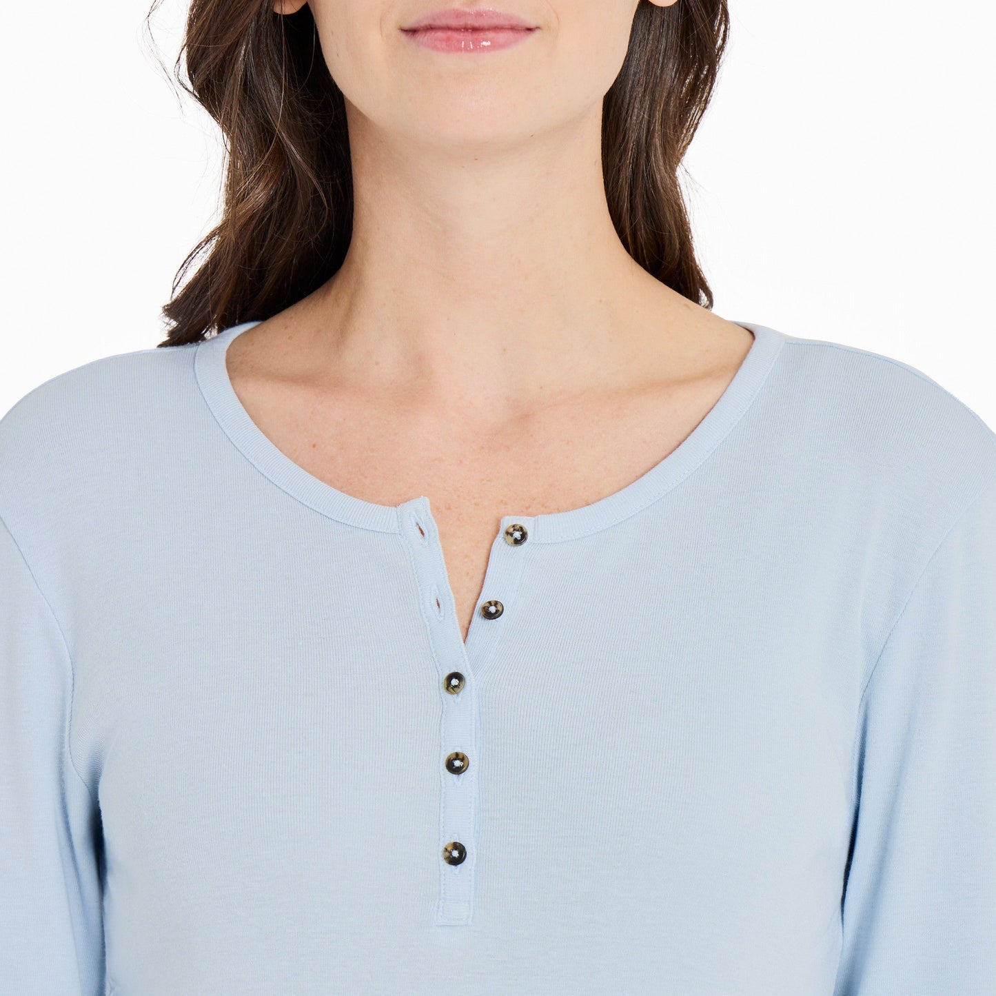 Women's Solid Modal Ribbed Henley