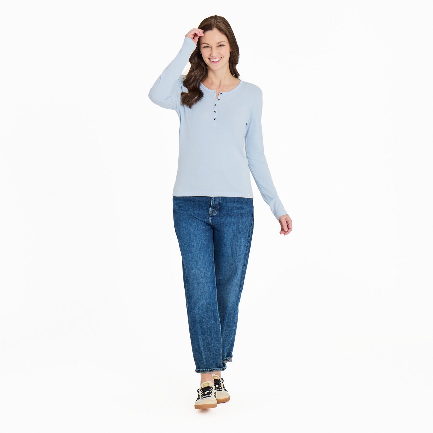 Women's Solid Modal Ribbed Henley