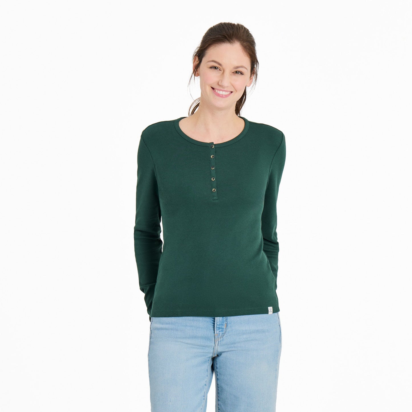 Women's Solid Modal Ribbed Henley