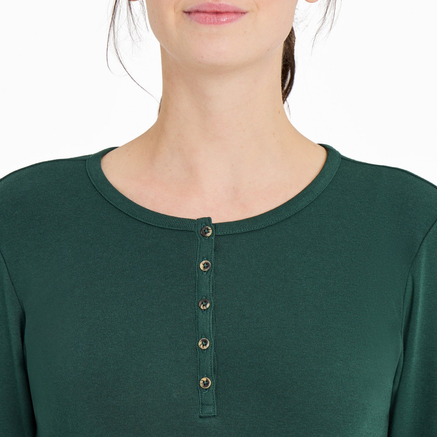 Women's Solid Modal Ribbed Henley